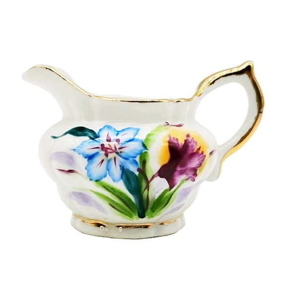 Vintage Mini Demitasse Porcelain Creamer Floral - Picture 1 of 6